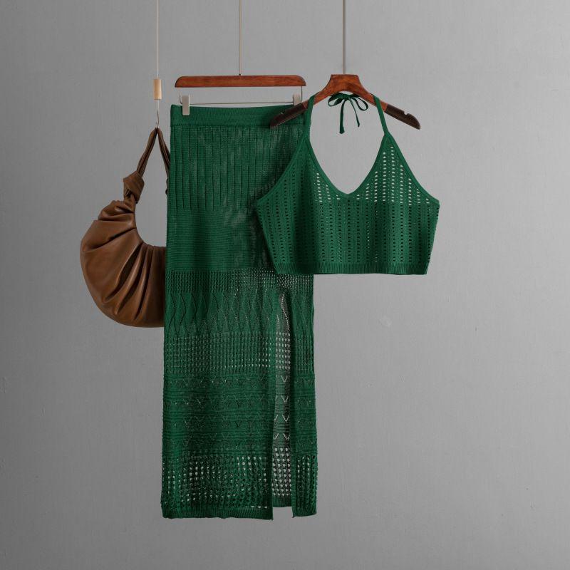 European and American Vest Top Two-piece Set High Waist Sheath Skirt Two Piece Vest and Skirt Set