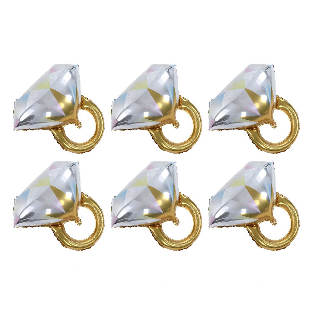 6 Pcs Diamond Ring Balloon Aluminum Foil Spherical Diamond Ring Balloons Bridal Shower Wedding