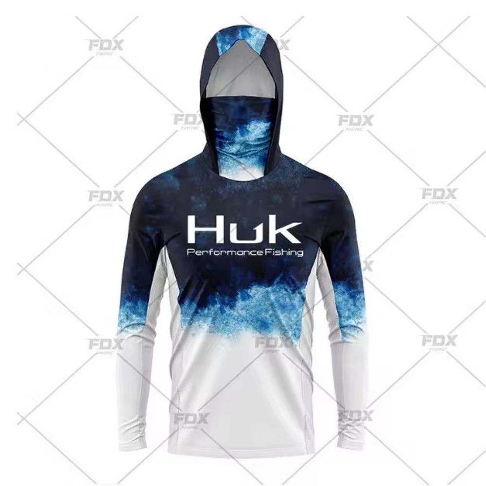 Tuta da pesca HUK integrata con maschera con cappuccio per sport all'aperto transfrontaliera, leggera e sottile, protezione solare, manica lunga, tuta da pesca Luya