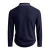 Mens Long Sleeve Striped Polo Shirt Loose Breathable Business Casual