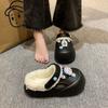 Fashion outerwear women's thick-bottomed non-slip fluffy slippers 2025 winter new cute cartoon warm velvet cotton slippers