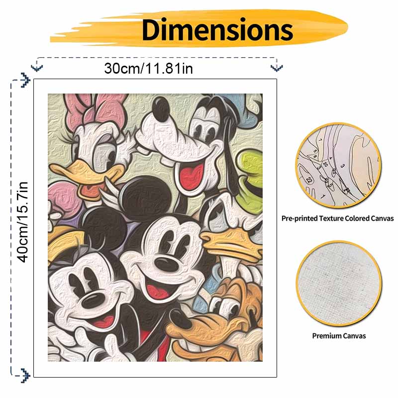 Disney Mickey Friends digital oil painting diy handpainted coloring painting home decoration classic cartoon characters art wall decor fun