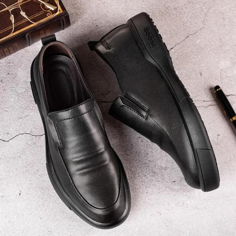 Fashion Men's Casual Leather Shoes High Quality Cowhide Dress Shoes Business Leather Shoe Comfort Slip-on Loafers Soft Leather Men Shoes