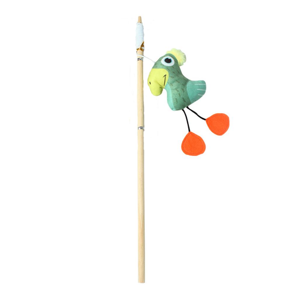 Cartoon Animal Cat Teaser Wand Durable Chew Toy with Catnip Plush Interactive Play Stick for Cats