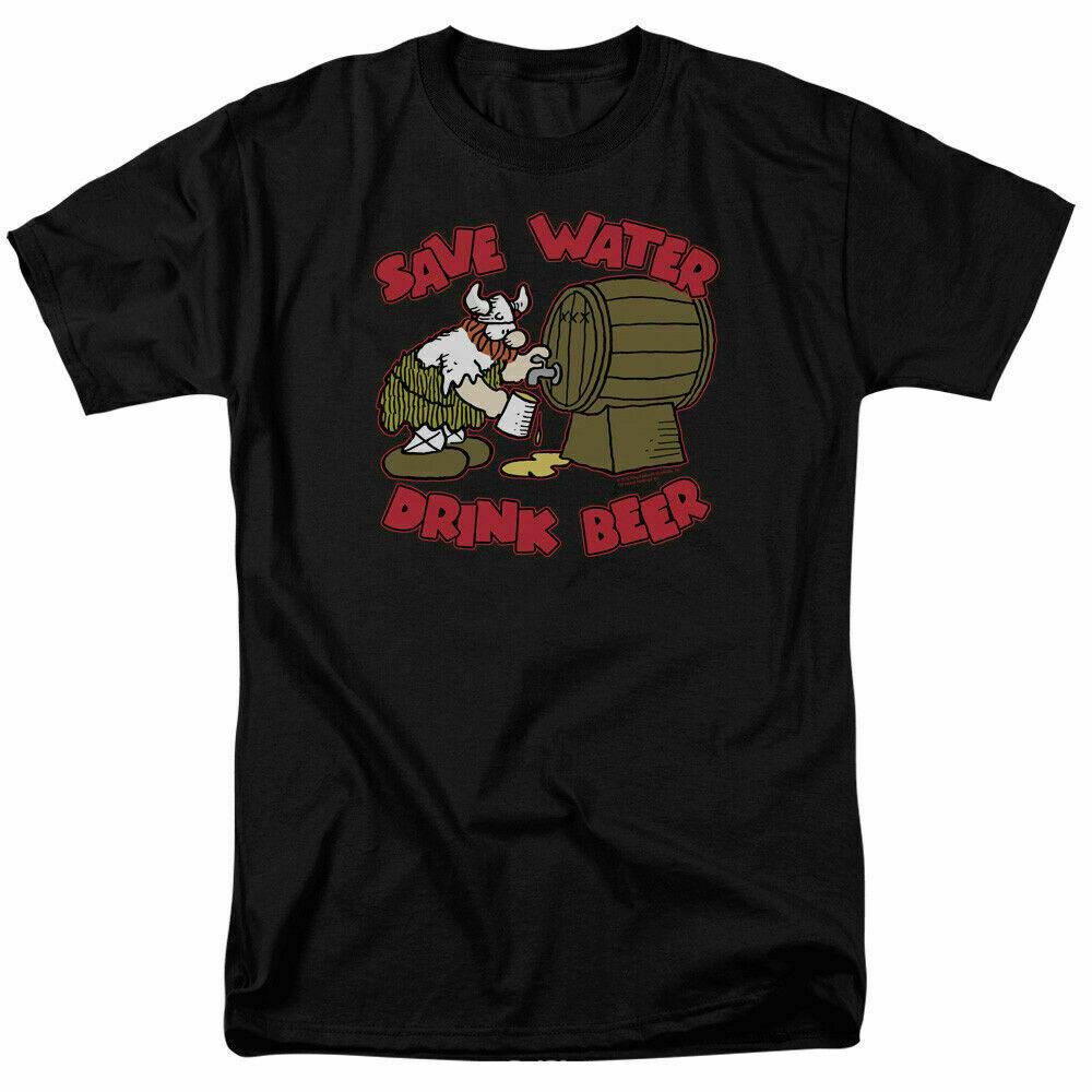

Hagar the Horrible Save Water Drink Beer T Shirt Licensed Comic Book Tee Black M