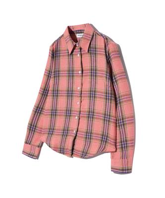 VIVABROWN 85-Viva083 Retro Stück Schmal Geschnitten Langarm Karohemd Rosa