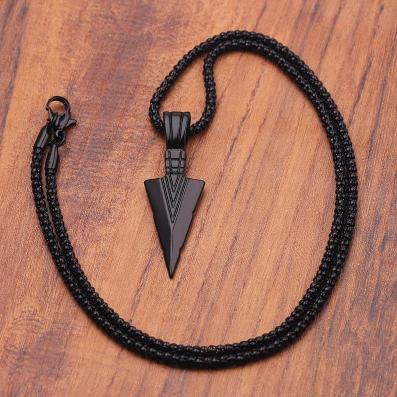 Men 'S Design Matte Long Necklace With Arrow Pendant Jewelry Chain Hip Hop Punk Rock Christmas Halloween Gift For Men