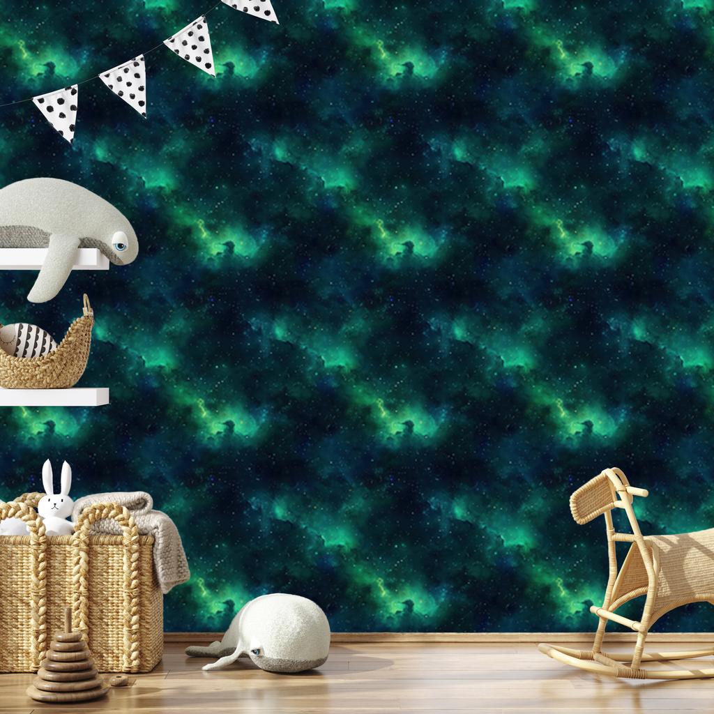 Watercolor Galaxy Turquoise Wallpaper, Turquoise Background 50x1000