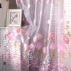 Floral Pattern Window Voile Sheer Curtains Panel for Bedroom Living Room Balcony