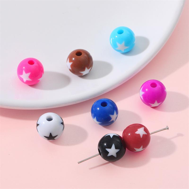 Handmade Bracelet Beads Acrylic Color Round Beads Diy Handmade Beading Materials Homemade Colorful Bracelet Necklace Pendant Jewelry Loose Beads