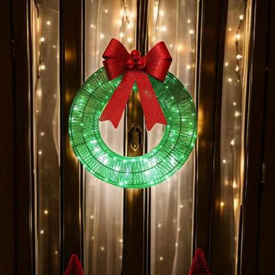 Yousheng Lighted Christmas Wreath Battery Operated Pre-Lit Wreath with Large Bow And LED Lights for Indoor Outdoor Christmas Holiday Yard Garden Porch