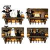 Ghost Shaped Wall Hooks Halloween Key Holder, Wooden Lady Holder with 4 Hooks, Hanging Ornament Mounted Spooky Rack Organizer for Entryway Hallway