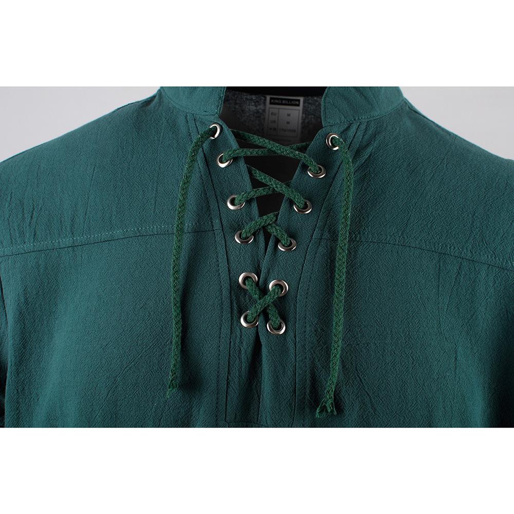 Men's Medieval Pirate Dress Stylish Streetwear Halloween Gothic Style V-neck Tops Solid Color Cotton Linen Breathable T-shirt