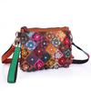 Bags Women'S Bags Sheepskin Portable Shoulder Messenger Bags Splicing Retro Flower Bags