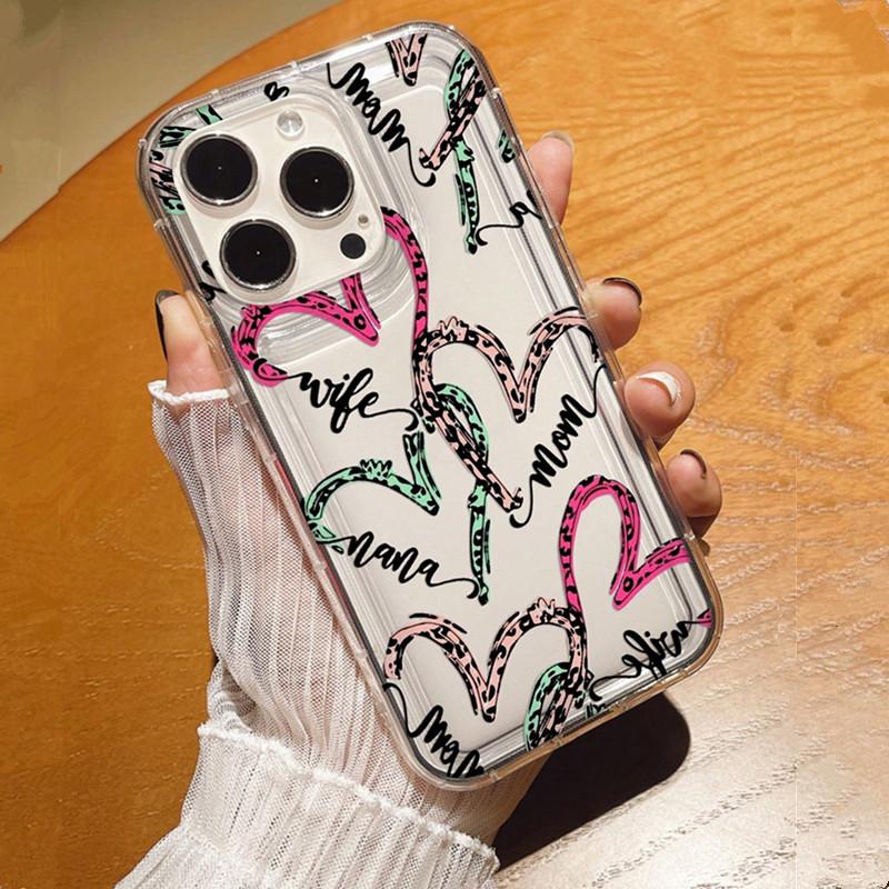 Floral & Heart Pattern Print Phone Case for Iphone 16 15 14 13 12 11 Pro Max 7 8 Plus Clear Soft TPU Cover for IPhone 16 Plus