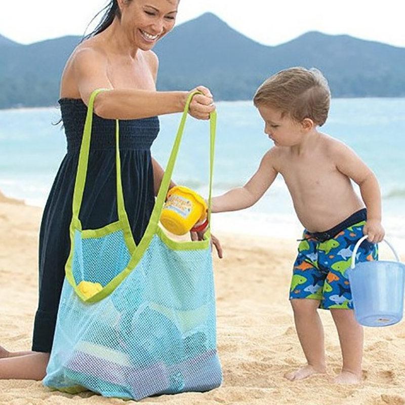 Sac en Filet Portatif pour Sable Enfant Sacs de Rangement pour Jouets de Bain Enfant Sac de Plage Large pour Serviettes Sac à Maquillage Cosmétique Femme