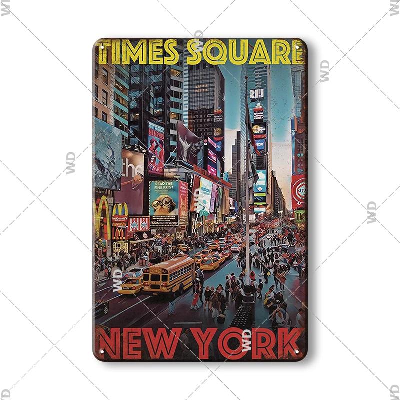 Vintage krajobraz miejski metalowa plakietka emaliowana londyn paryż floryda nowy jork plakaty podróże dekoracje płyta metalowy obrazek dekoracje ścienne barowe