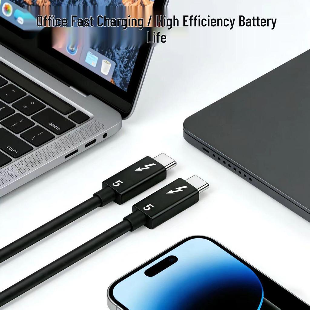 Thunderbolt 5 Data Cable: 120G High-Speed, 240W Fast Charging, 16K Screen Casting, Dual Type-C