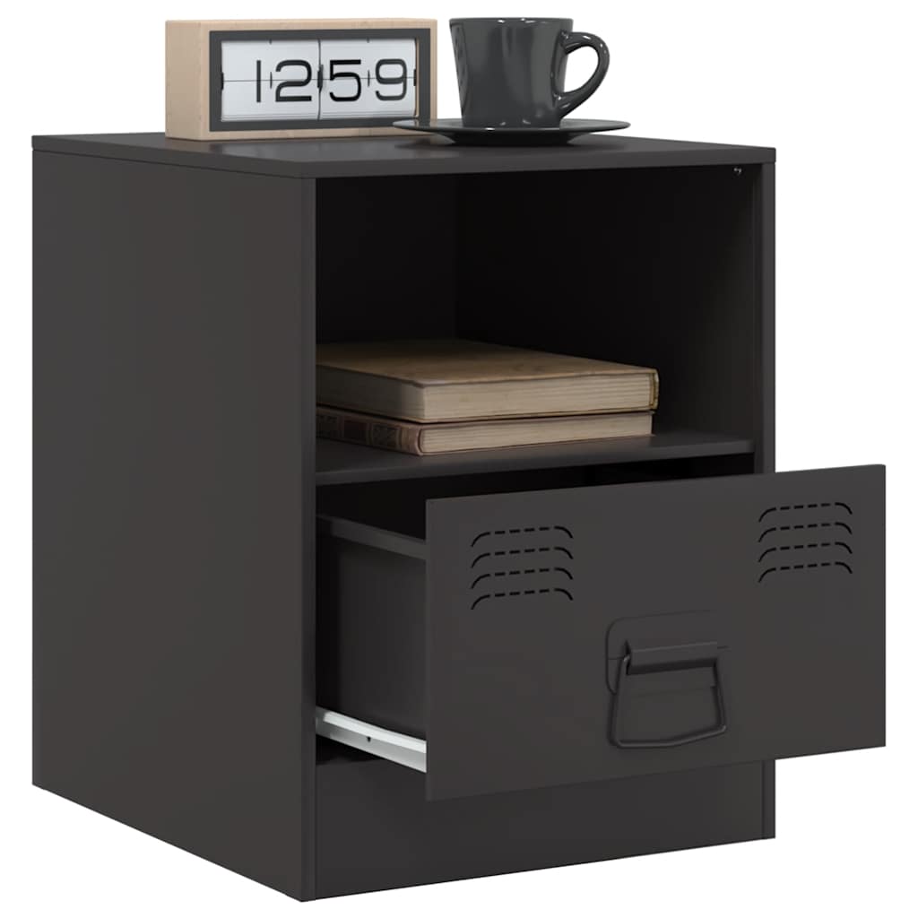 Nightstand Black 34.5 X 39 X 44 Cm Steel