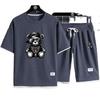 Men's Waffle Knit Two-Piece Casual Sports Set: Short Sleeve T-Shirt & Shorts