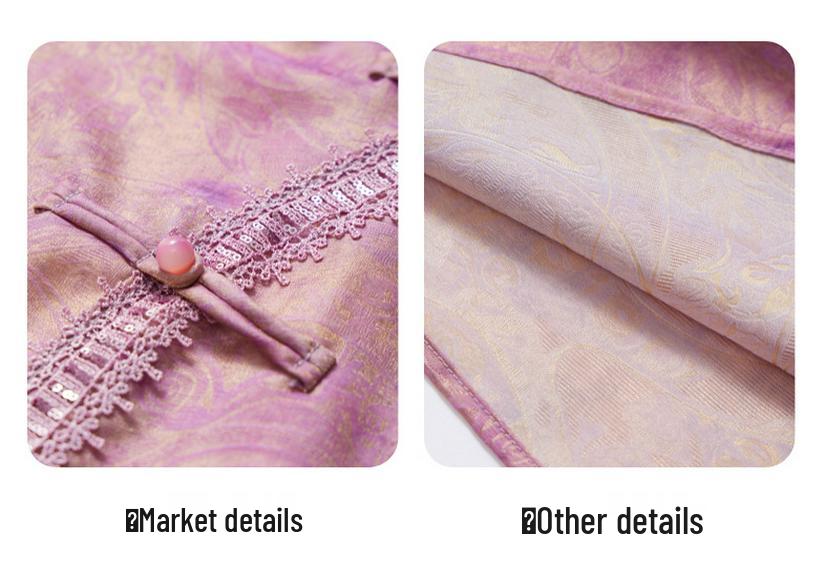 Retro Chinese Style Two-Piece Summer Outfit for Middle-Aged Women (40-60) - Short Sleeve Mother's Day Set