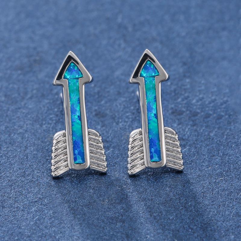 

8MM Jewelry Opal Fashion Opal Four-claw Earrings Silver Stud Earrings Jewelry