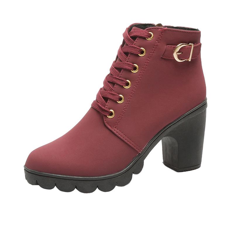 Leopard Print Women's Boots Warm Winter High Heel Women Ankle Comfortable Thick Heel Ladies Modern Boots