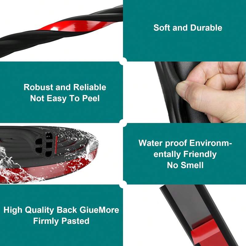 Universal Car Door Rubber Seal Strip Self Adhesive Automotive Door Soundproofing Weather Stripping Double Layer 5-Hole Auto Weatherstrip Fit Truck
