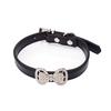 Small Dog Collar Bling Rhinestone Bow PU Leather Pet Necklace Poodle Pomeranian