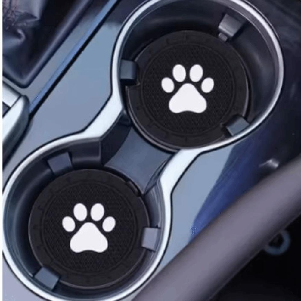4pcs Strong Wear-Resistan Car Cup Holder Coaster Paw Print Design Universal Cup Mats  Most Vehicles