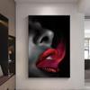 1pc Black Women and Red Lip Poster African Women Portrait Canvas Prints Wall Art Pictures For Living Room Artwork Pictures