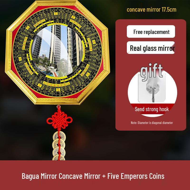 Pure Copper Bagua Convex Mirror for Home & Shop Décor