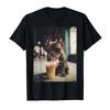 Bulldog Francese Beve Caffè Freddo Maglietta Divertente Animale Per Uomo Donna 100% Cotone Magliette Manica Corta 04061