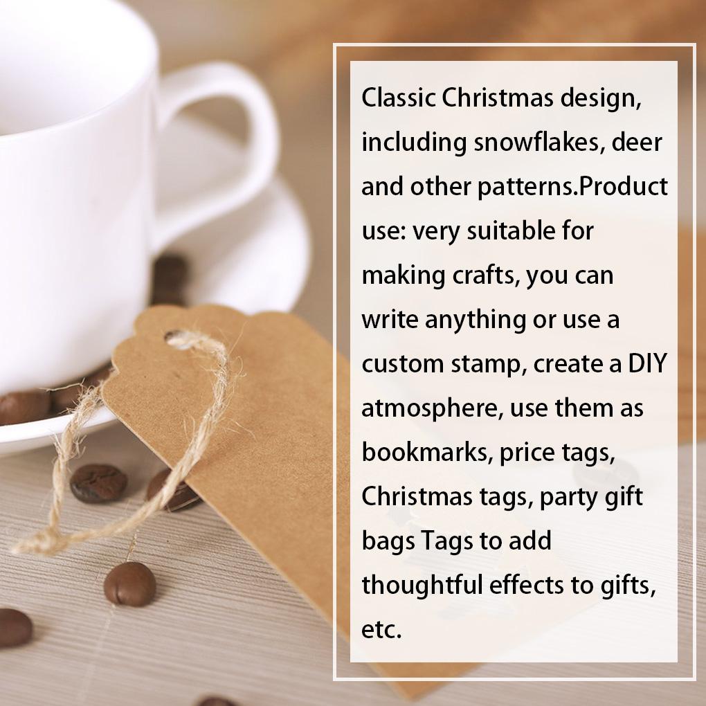 Christmas Paper Gift Vintage Hang Label with Twine Xmas Card for DIY Arts Crafts