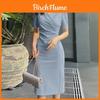 Vestido de Verão Feminino com Decote em V Manga Curta Bodycon Tecido Para Uso Casual