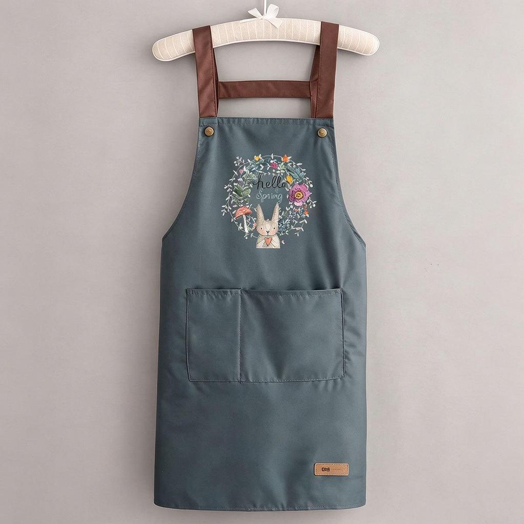 Waterproof Stain-Resistant Kitchen Apron with Simple Print