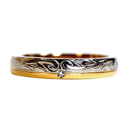 July Hawaiian Jewelry Ring with Scroll and Cubic Zirconia Stones, Men's and Women's, Hypoallergenic, Surgical Stainless Steel, Size 5