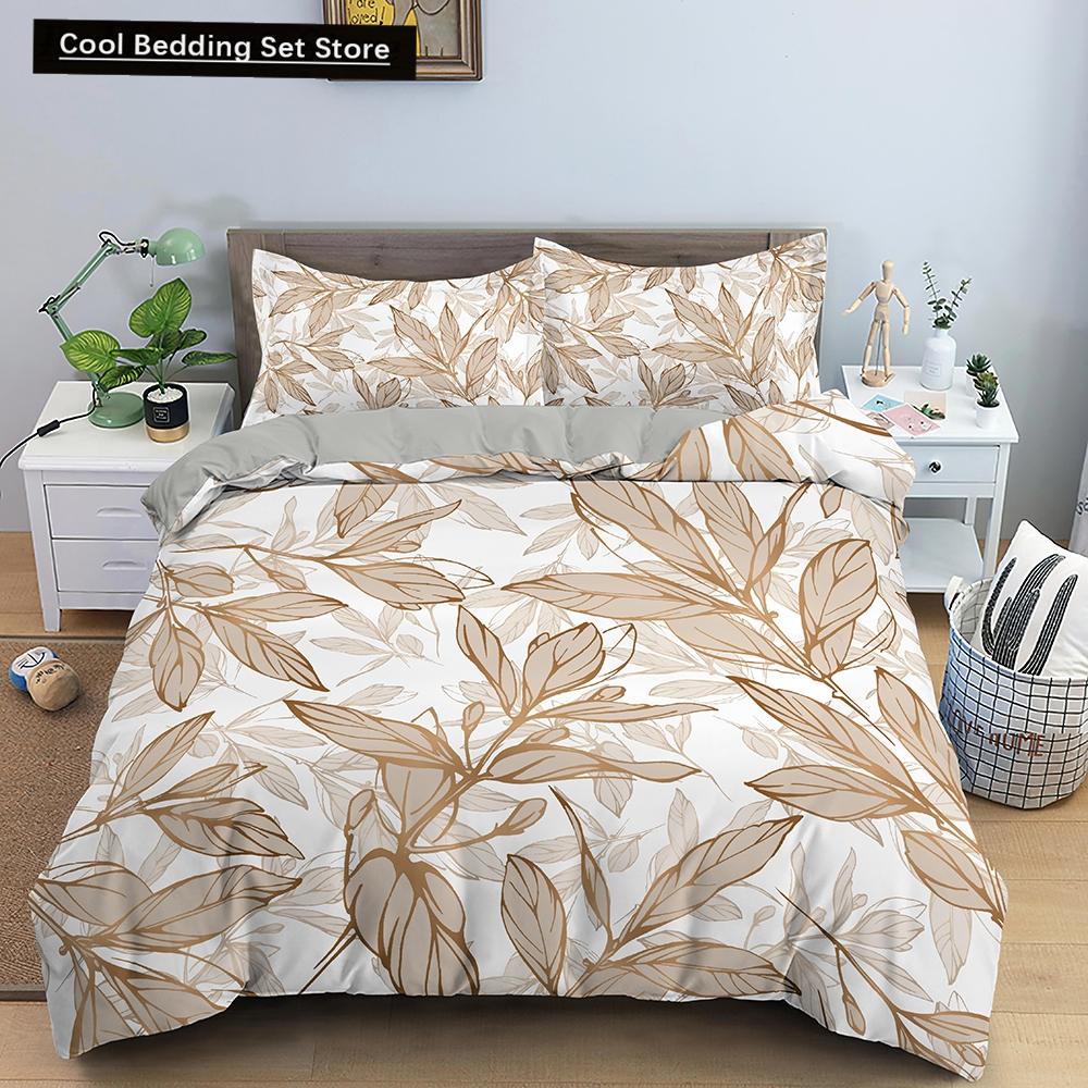 Comforter Tropical Leaves Butterfly Printed Bedding Sets With Pillow Case Luxury Polyester Queen/King Size Gift Blue