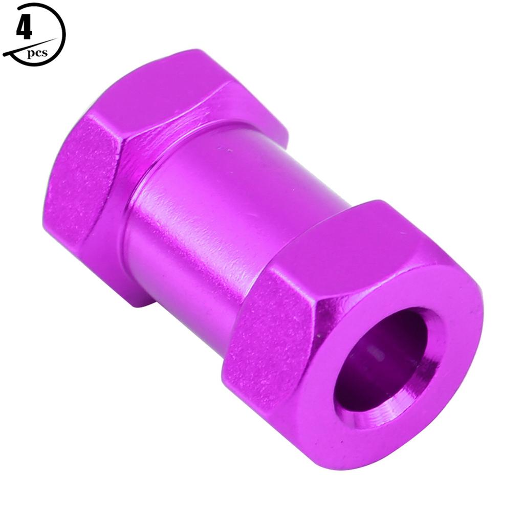 4pcs 12mm RC Hex Wheel Hub Metal Adapter for D90 AX10 01 SCX10 Crawler (15mm Purple)
