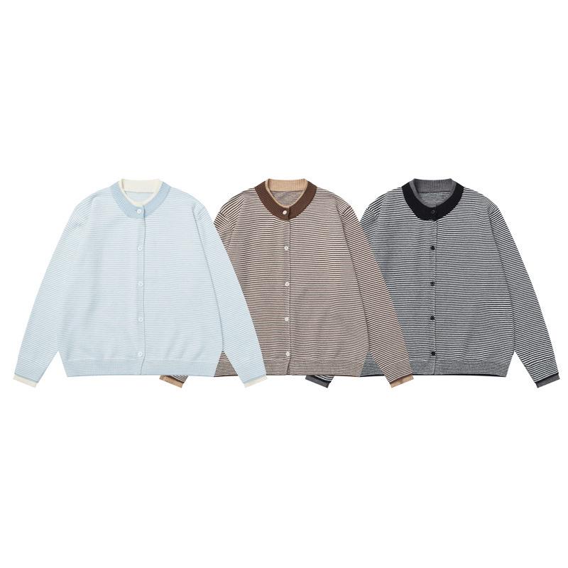 Unisex Japanese Retro Striped Knitwear - Casual Urban Lazy Style Sweater