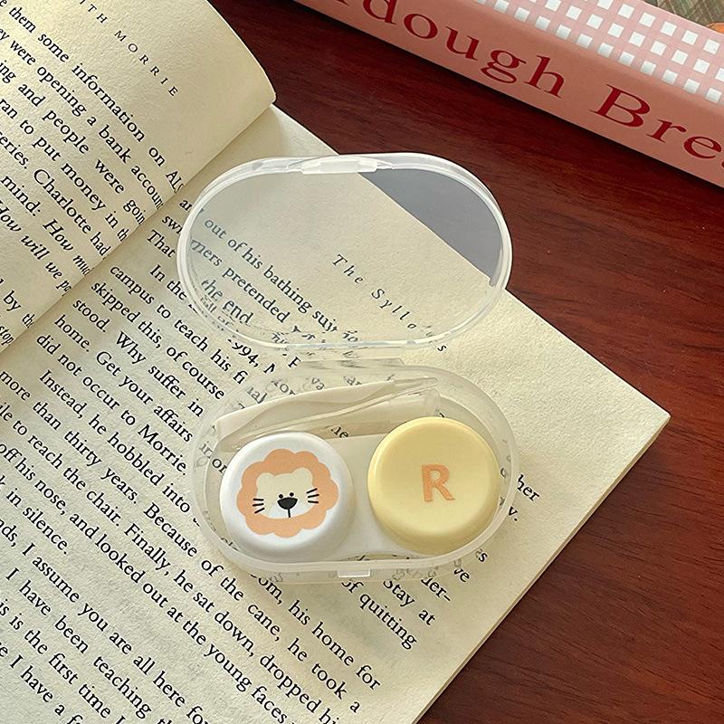Compact Care Box Compact Contact Lens Case Cartoon Lens Box Hygienic Animal Avatar Lens Holder For Bathroom Handbag Office