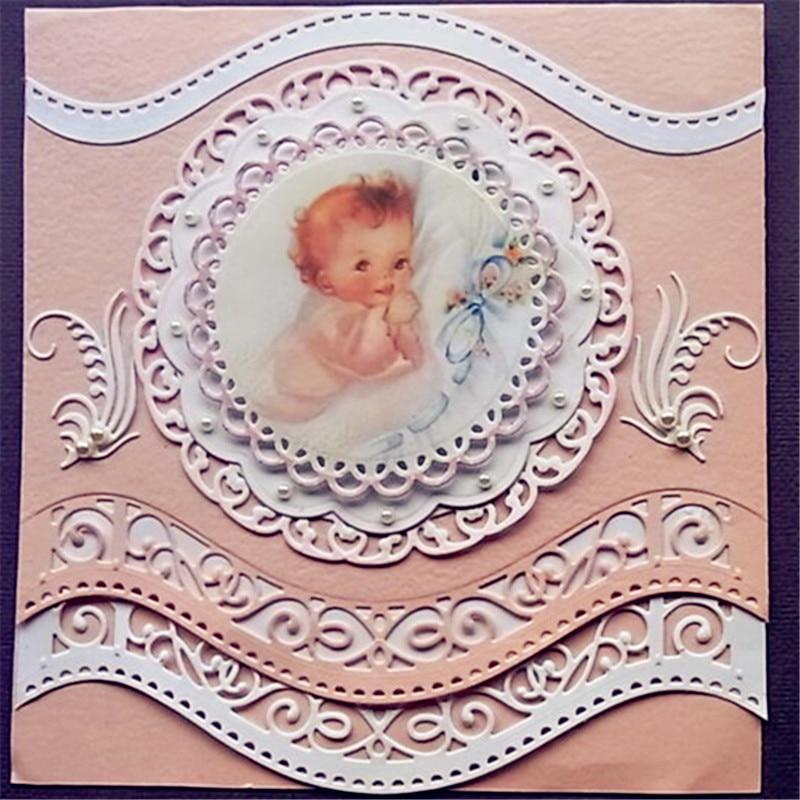 6PCS Vintage Lace Embrossing Curved Wavy Border Edge Metal Cutting Dies Embossing Scrapbooking Paper