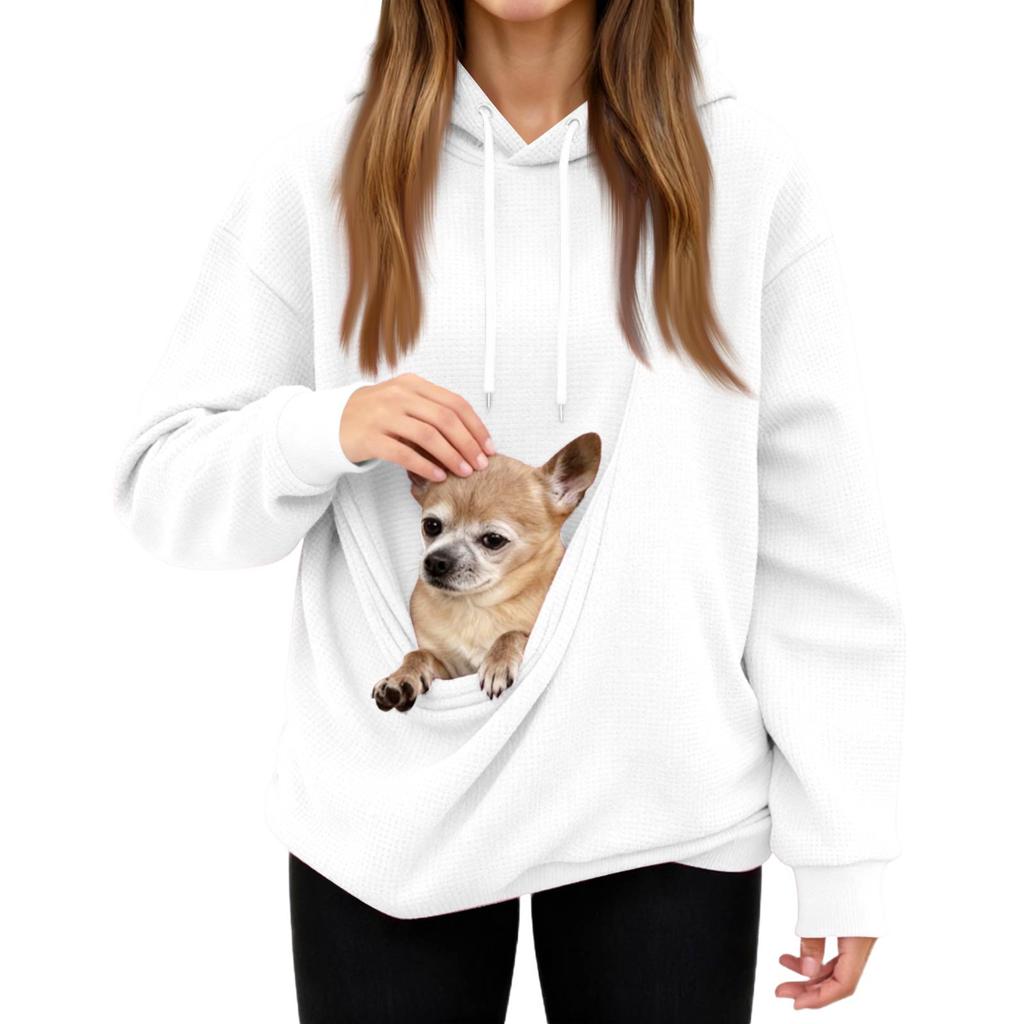 Herre- og dame unisex mote avslappet topp ensfarget langermet kjæledomslomme hettegenser sweatshirt