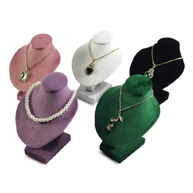 Elegant Necklace Jewelry Bust Stand Elegant Flannel Jewelry Display Mannequin Necklace Rack for Exhibitions and Shops