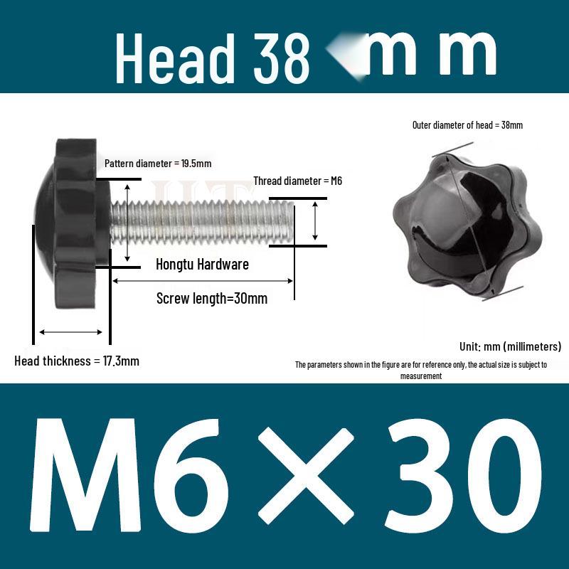 32-Head Rubber Six-Star Plum Blossom Handle Knob M5/M6/M8 Plastic Thumb Screw