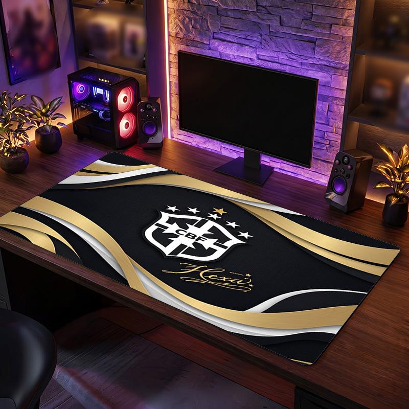 Brazil Football Crest Mouse Pad, Extended Non Slip Rubber Desk Mat for Gaming Office Laptop Fan Gift