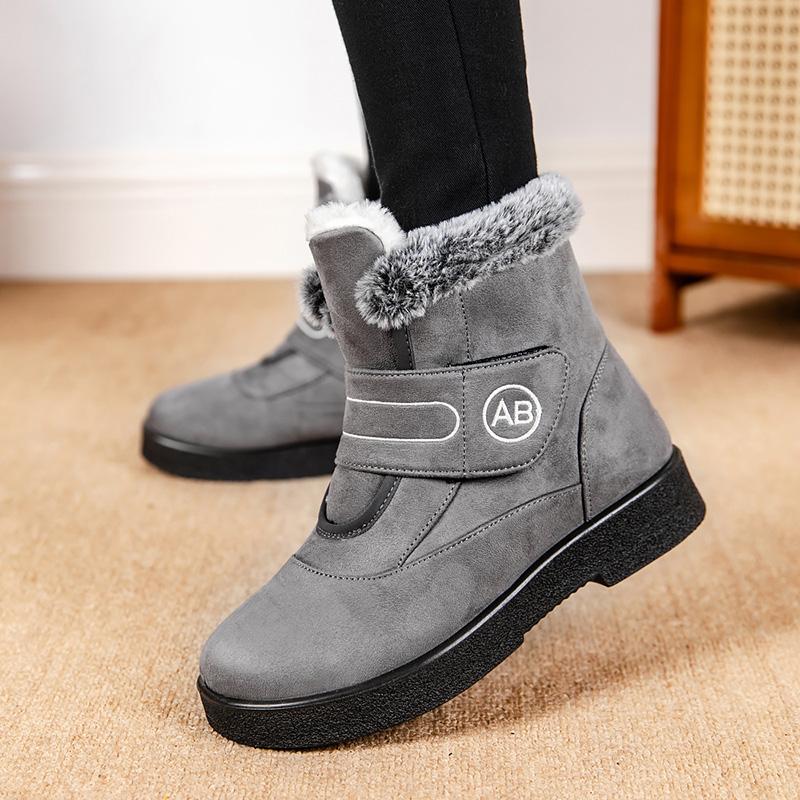Winter Fur Warm Snow Boots Women 2024 Non-Slip Thicken Plush Ankle Boots Woman Plus Size 44 Flat Heel Warm Cotton-Padded Shoes