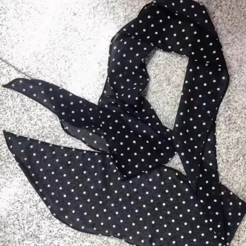 Narrow and Long Silk Scarf Women's Neck Scarf New Summer Decoration Lace Ribbon Belt