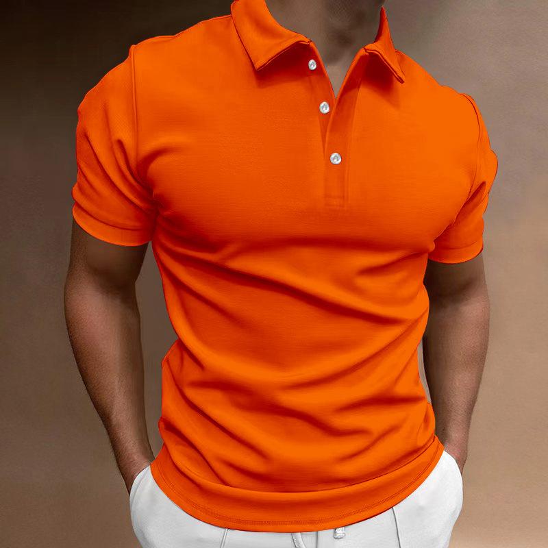 Summer Men's Polo Shirt Solid Color Short-sleeved Lapel T-shirt Casual Fit Top European and American Men's Clothing