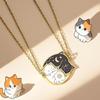 2 Stück Edelstahl Schwarz Weiß Katze Halskette Liebe Umarmung Katze Passende Partner Halsketten BFF Schmuck für Frauen Freundin